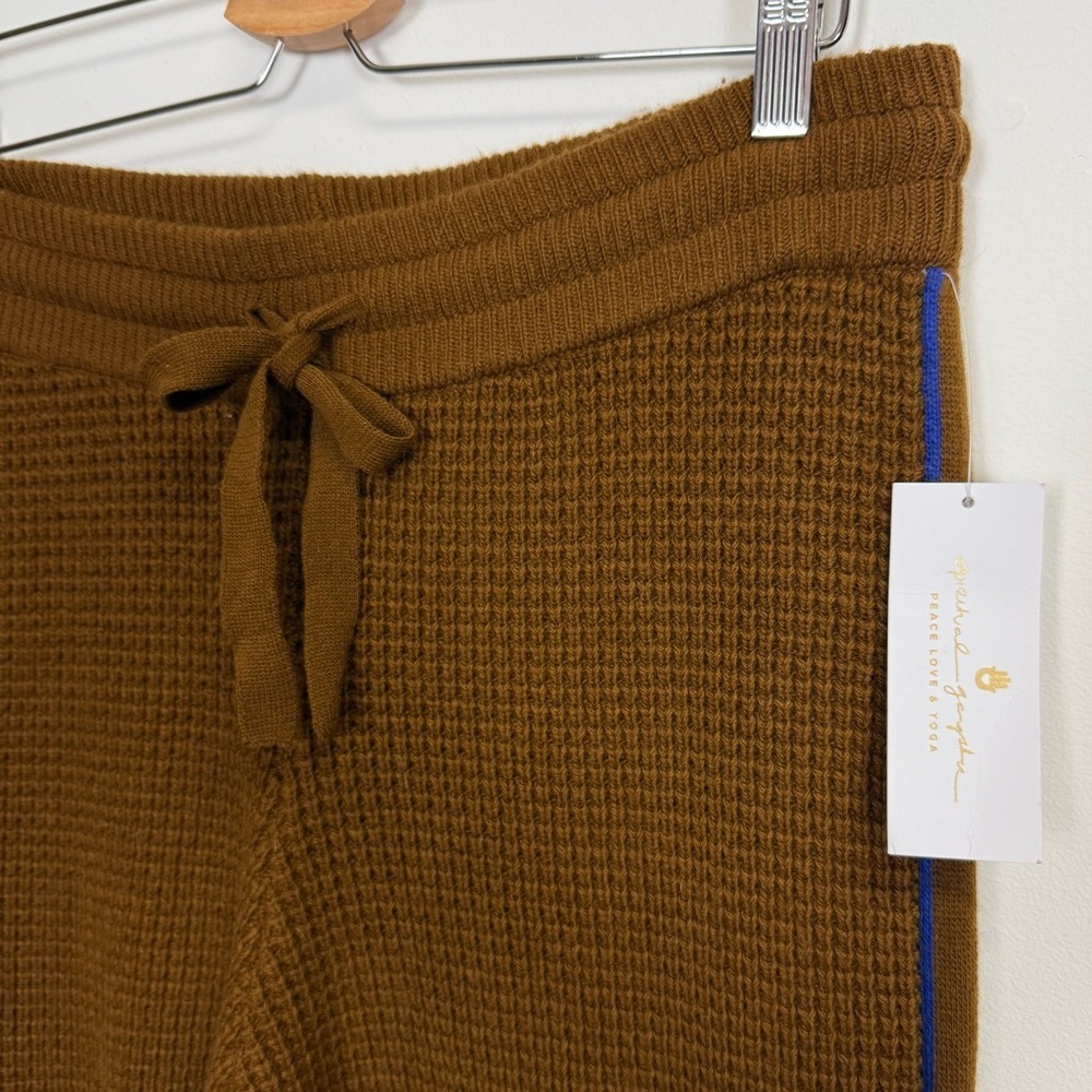 Spiritual Gangster Waffle Jogger Pants Womens Large Brown Knit High Rise - Picture 5 of 13
